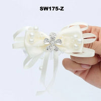 7piece/lot Ribbon Rose Silk Bow Wrist Corsage Bridesmaid Bracelet Flower Hand Wedding Pearl Crystal Flowers On The Wrist PartyHE