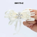 7piece/lot Ribbon Rose Silk Bow Wrist Corsage Bridesmaid Bracelet Flower Hand Wedding Pearl Crystal Flowers On The Wrist PartyHE
