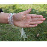 7piece/lot Ribbon Rose Silk Bow Wrist Corsage Bridesmaid Bracelet Flower Hand Wedding Pearl Crystal Flowers On The Wrist PartyHE