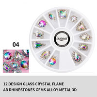 Nail Art Wheel Rhinestone Diamond Gems Metal AB Crystal Glitter 3D Tips Accessoires Jewelry Manicure Tools Decoration DIY Design