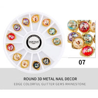 Nail Art Wheel Rhinestone Diamond Gems Metal AB Crystal Glitter 3D Tips Accessoires Jewelry Manicure Tools Decoration DIY Design