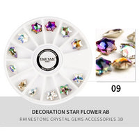 Nail Art Wheel Rhinestone Diamond Gems Metal AB Crystal Glitter 3D Tips Accessoires Jewelry Manicure Tools Decoration DIY Design