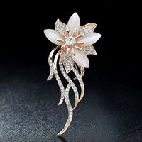 OneckOha Fashionable Opal Stone Flower Brooch Pin Women Garment Accessories Jewelry Brooch Rhinestone Pin