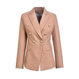 European Casual Slim fitness Metal Gold Button Jacket White Black Khaki Colors Female Blazer