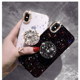 Glitter marble diamond ring holder silicone phone case for iphone 7 8 6 S plus X XR XS 11 Pro MAX for samsung S8 S9 S10 Note 8 9