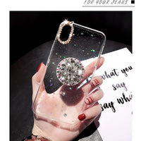 Glitter marble diamond ring holder silicone phone case for iphone 7 8 6 S plus X XR XS 11 Pro MAX for samsung S8 S9 S10 Note 8 9