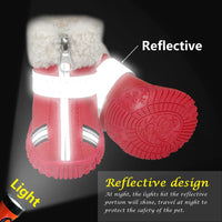 Warm Pet Dog Shoes Winter Waterproof Pet Dog Boots Shoe Rain Snow Booties Reflective Nonslip Footwear For Small Large Dogs