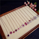 Necklace Pendants For Women Clavicle Chain Ruby S925 Sterling Silver Luxury Hyperbole Pendant Rose Red Fine Jewelry Accessories