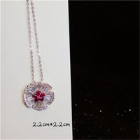 Necklace Pendants For Women Clavicle Chain Ruby S925 Sterling Silver Luxury Hyperbole Pendant Rose Red Fine Jewelry Accessories