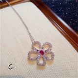 Necklace Pendants For Women Clavicle Chain Ruby S925 Sterling Silver Luxury Hyperbole Pendant Rose Red Fine Jewelry Accessories