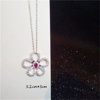 Necklace Pendants For Women Clavicle Chain Ruby S925 Sterling Silver Luxury Hyperbole Pendant Rose Red Fine Jewelry Accessories