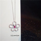 Necklace Pendants For Women Clavicle Chain Ruby S925 Sterling Silver Luxury Hyperbole Pendant Rose Red Fine Jewelry Accessories
