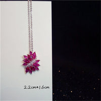 Necklace Pendants For Women Clavicle Chain Ruby S925 Sterling Silver Luxury Hyperbole Pendant Rose Red Fine Jewelry Accessories
