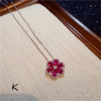 Necklace Pendants For Women Clavicle Chain Ruby S925 Sterling Silver Luxury Hyperbole Pendant Rose Red Fine Jewelry Accessories