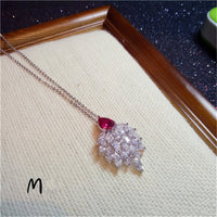 Necklace Pendants For Women Clavicle Chain Ruby S925 Sterling Silver Luxury Hyperbole Pendant Rose Red Fine Jewelry Accessories