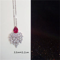 Necklace Pendants For Women Clavicle Chain Ruby S925 Sterling Silver Luxury Hyperbole Pendant Rose Red Fine Jewelry Accessories