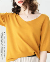 Short Sleeve V-neck Cashmere Sweater