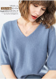 Short Sleeve V-neck Cashmere Sweater