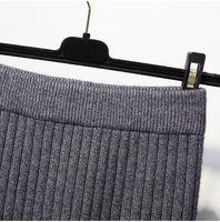 Women Back Slit Bodycon Elegant Midi Pencil Skirt Autumn Winter Casual Knitted Skirt High Waist Skirts Womens Jupe Femme Faldas