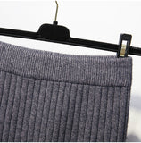 Women Back Slit Bodycon Elegant Midi Pencil Skirt Autumn Winter Casual Knitted Skirt High Waist Skirts Womens Jupe Femme Faldas