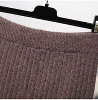Women Back Slit Bodycon Elegant Midi Pencil Skirt Autumn Winter Casual Knitted Skirt High Waist Skirts Womens Jupe Femme Faldas