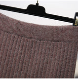 Women Back Slit Bodycon Elegant Midi Pencil Skirt Autumn Winter Casual Knitted Skirt High Waist Skirts Womens Jupe Femme Faldas