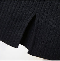 Women Back Slit Bodycon Elegant Midi Pencil Skirt Autumn Winter Casual Knitted Skirt High Waist Skirts Womens Jupe Femme Faldas