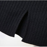 Women Back Slit Bodycon Elegant Midi Pencil Skirt Autumn Winter Casual Knitted Skirt High Waist Skirts Womens Jupe Femme Faldas
