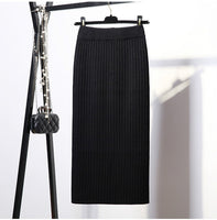 Women Back Slit Bodycon Elegant Midi Pencil Skirt Autumn Winter Casual Knitted Skirt High Waist Skirts Womens Jupe Femme Faldas