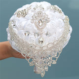 8 styles new white wedding bride holding flowers artificial bouquet ribbon rhinestone pearl bouquet decoration bride groom dance