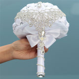 8 styles new white wedding bride holding flowers artificial bouquet ribbon rhinestone pearl bouquet decoration bride groom dance