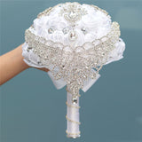 8 styles new white wedding bride holding flowers artificial bouquet ribbon rhinestone pearl bouquet decoration bride groom dance