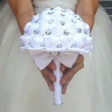 8 styles new white wedding bride holding flowers artificial bouquet ribbon rhinestone pearl bouquet decoration bride groom dance