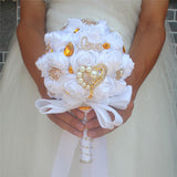8 styles new white wedding bride holding flowers artificial bouquet ribbon rhinestone pearl bouquet decoration bride groom dance
