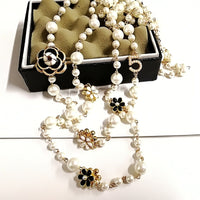 Long Simulated Pearl Necklace For Women No.5 Double Layer  pendant  long necklace Party  jewelry