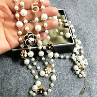 Long Simulated Pearl Necklace For Women No.5 Double Layer  pendant  long necklace Party  jewelry