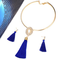 Nigerian Wedding Bridal Jewelry Sets Crystal Tassel Necklace & Pendant Women Statement Collar Water Drop Jewelry Sets