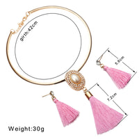 Nigerian Wedding Bridal Jewelry Sets Crystal Tassel Necklace & Pendant Women Statement Collar Water Drop Jewelry Sets