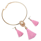 Nigerian Wedding Bridal Jewelry Sets Crystal Tassel Necklace & Pendant Women Statement Collar Water Drop Jewelry Sets