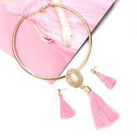 Nigerian Wedding Bridal Jewelry Sets Crystal Tassel Necklace & Pendant Women Statement Collar Water Drop Jewelry Sets
