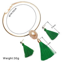 Nigerian Wedding Bridal Jewelry Sets Crystal Tassel Necklace & Pendant Women Statement Collar Water Drop Jewelry Sets