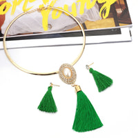 Nigerian Wedding Bridal Jewelry Sets Crystal Tassel Necklace & Pendant Women Statement Collar Water Drop Jewelry Sets