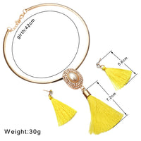 Nigerian Wedding Bridal Jewelry Sets Crystal Tassel Necklace & Pendant Women Statement Collar Water Drop Jewelry Sets
