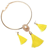 Nigerian Wedding Bridal Jewelry Sets Crystal Tassel Necklace & Pendant Women Statement Collar Water Drop Jewelry Sets