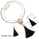 Nigerian Wedding Bridal Jewelry Sets Crystal Tassel Necklace & Pendant Women Statement Collar Water Drop Jewelry Sets