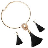 Nigerian Wedding Bridal Jewelry Sets Crystal Tassel Necklace & Pendant Women Statement Collar Water Drop Jewelry Sets