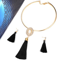 Nigerian Wedding Bridal Jewelry Sets Crystal Tassel Necklace & Pendant Women Statement Collar Water Drop Jewelry Sets