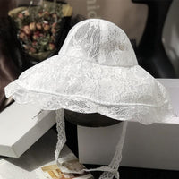 New Floppy Lace Hat Summer Big Wide Brim Sun Hat White Black Lace Kentucky Derby Church Party Wedding Hats Packable Beach Hat