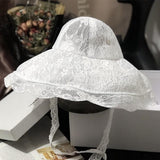 New Floppy Lace Hat Summer Big Wide Brim Sun Hat White Black Lace Kentucky Derby Church Party Wedding Hats Packable Beach Hat