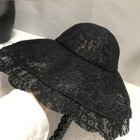 New Floppy Lace Hat Summer Big Wide Brim Sun Hat White Black Lace Kentucky Derby Church Party Wedding Hats Packable Beach Hat